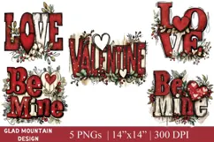 Valentine Word Art: Be Mine, Love, Valentine's Day clipart Product Image 1