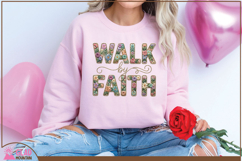 Walk by Faith Faux Embroidery png, Walk with Faith floral Product Image 6