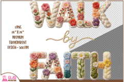 Walk by Faith Faux Knit png, Walk with Faith floral Product Image 2