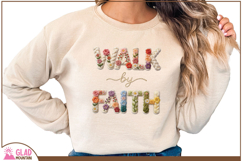 Walk by Faith Faux Knit png, Walk with Faith floral Product Image 4