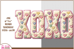 XOXO faux yarn Valentine's png, XOXO faux latch hook knit Product Image 2