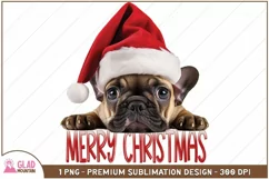 Christmas French Bulldog png, Peeking French bulldog png Product Image 2