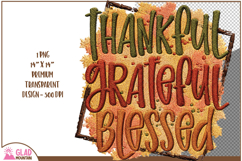 faux embroidery of Autumn Thankful, Grateful, Blessed png Product Image 1