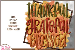 faux embroidery of Autumn Thankful, Grateful, Blessed png Product Image 1