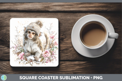 GorgeousPrimate Winter Knit Hat Square Coaster design.
