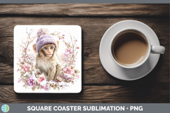 GorgeousPrimate Winter Knit Hat Square Coaster design.