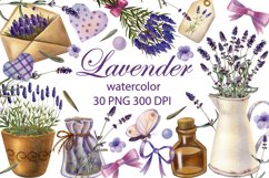 Watercolor Lavender Clipart, Provense, Rustic Clipart Product Image 1