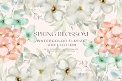 Spring Blossom Watercolor Peachy and Mint Flower Clipart Product Image 1
