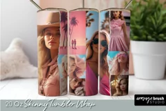 Princess Doll Sublimation Tumbler: Pink Tumbler Wrap 20 Oz