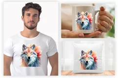 Watercolor wolf illustration sublimation clipart png design Product Image 2