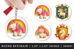 Princess round keychain pintable sublimation design png Product Image 1