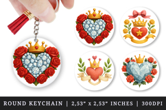 Princess round keychain pintable sublimation design png Product Image 1