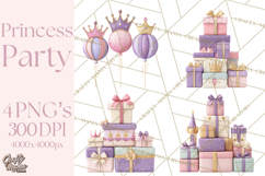 Princess Birthday Party Clipart, Fairytale Celebration Png Product Image 1