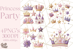 Princess Birthday Party Clipart, Fairytale Celebration Png Product Image 1