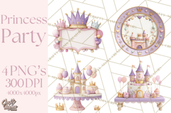 Princess Birthday Party Clipart, Fairytale Celebration Png Product Image 1