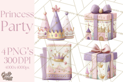Princess Birthday Party Clipart, Fairytale Celebration Png Product Image 1