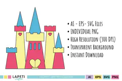 Colorful princess themed clipart with a playful magical style