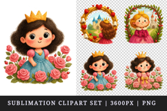 Princess clipart printable sublimation design png Product Image 1