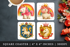 Princess square coaster sublimation, coasters design Product Image 1