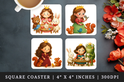 Princess square coaster sublimation, coasters design Product Image 1