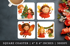 Princess square coaster sublimation, coasters design Product Image 1