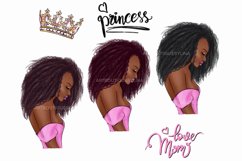 Afro american mother daughter clipart, Mom girl clipart Product Image 3