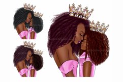 Afro american mother daughter clipart, Mom girl clipart Product Image 4