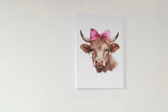 Cow with Pink Bow: Farm Animal Sublimation Design Product Image 9