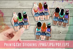 Best Friends Girl Clipart Printable Stickers PNG Product Image 1
