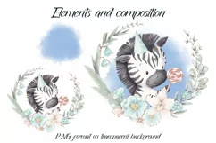 Cute zebra in a wreath of flowers. Design for printing. Product Image 2