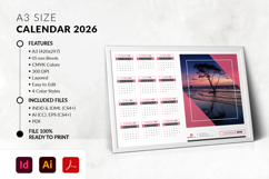 2026 printable A3 horizontal desk or wall calendar