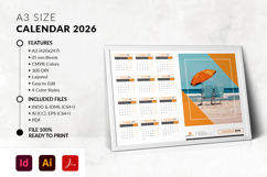 Minimalist 2026 wall calendar in A3 size, horizontal format, ideal for office or home