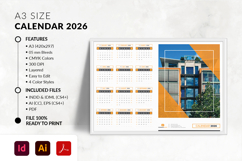 A3 landscape printable calendar 2026 with clean layout and modern typography