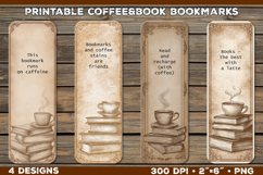 Vintage Reading &amp; Coffee Bookmark. Printable Bookmark Design Product Image 1