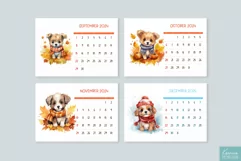 Watercolor Printable Calendar 2024| Cute Puppy Wearing Hat Product Image 3