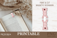 trendy Chinoiserie bunny bookmark design being used as a printable magnetic bookmark print and cut with the Cricut