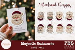 Latch Hook Yarn Faux Embroidery Santa Claus PNG Design being used as a Holiday Christmas Magnetic bookmark print