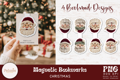 Latch Hook Yarn Faux Embroidery Santa Claus PNG Design being used as a Holiday Christmas Magnetic bookmark print