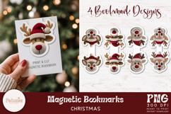 Cute Reindeer Latch Hook Yarn png design being used as a Magnetic Bookmark print