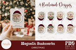 Latch Hook Yarn Faux Embroidery Santa Claus PNG Design being used as a Holiday Christmas Magnetic bookmark print