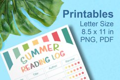 Printable Colorful Stripes Summer Reading Log Set of 2 Pages