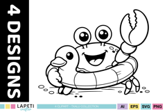Ocean animal outline illustrations for handmade cards