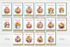 Printable Easter card Bundle with Watercolor Easter bunny, Easter egg, and Easter animals PNG and Easter flowers printable postcard bundle 