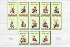 Printable Easter card Bundle with Watercolor Easter bunny, Easter egg, and Easter animals PNG and Easter flowers printable postcard bundle 
