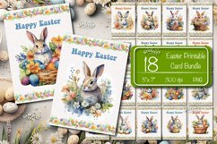 Printable Easter card Bundle with Watercolor Easter bunny, The printable postcard bundle contains 18 different cards use this postcard to create a greeting card for your loved one