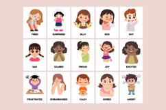 Printable feelings flash cards for kids featuring 15 emotion cards designed for preschool, toddlers, homeschool, and Montessori learning to help children recognize emotions and support social emotional development.