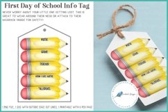 Printable First Day of school info tag  Name Teacher Grade Allergies