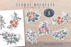 Christmas floral bouquets printable stickers Product Image 1