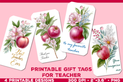 Printable Gift Tags for Teacher. EleganteTeacher Gift Tags Product Image 1