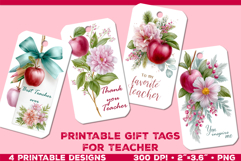 Printable Gift Tags for Teacher. EleganteTeacher Gift Tags Product Image 1
